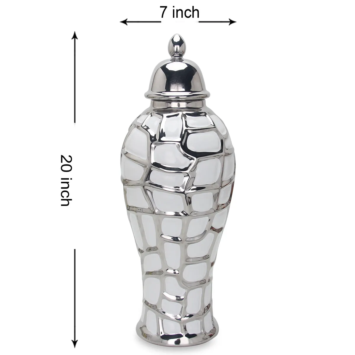 Regal White and Silver 2 Ginger Jar with Removable Lid