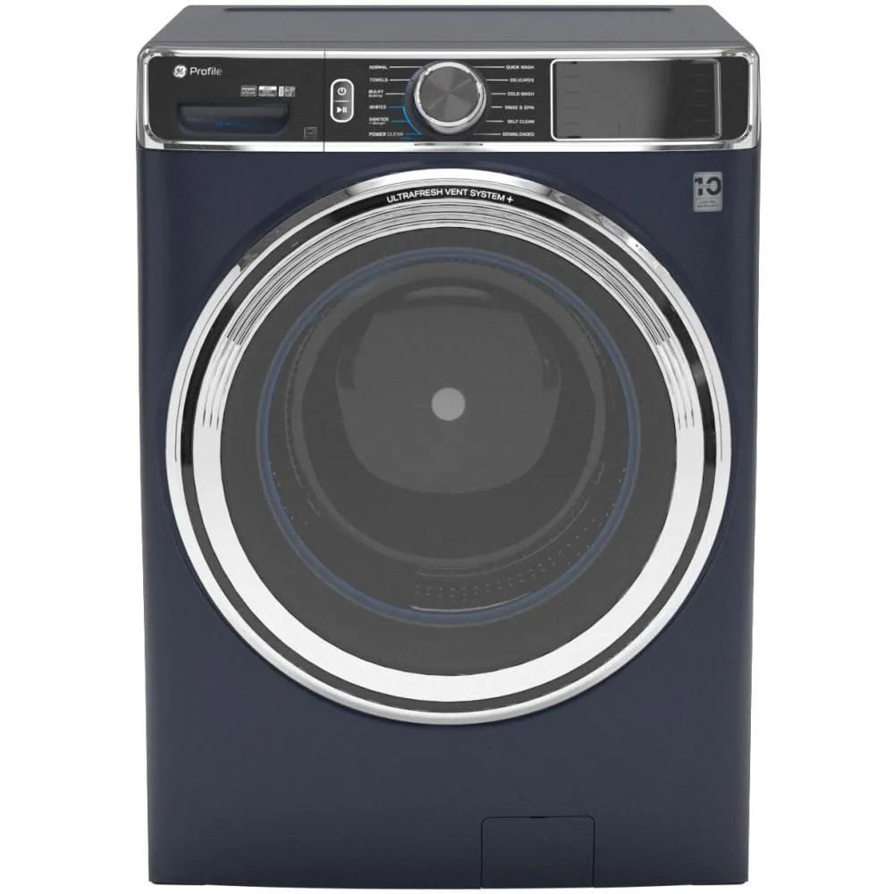 GE Profile 5.3 CuFt Front Load Washer in Sapphire Blue
