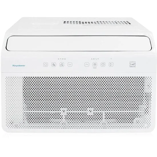 Keystone - 350 Sq. Ft 8,000 BTU Window Mounted Inverter Air Conditioner with 7,000 BTU Heater - White
