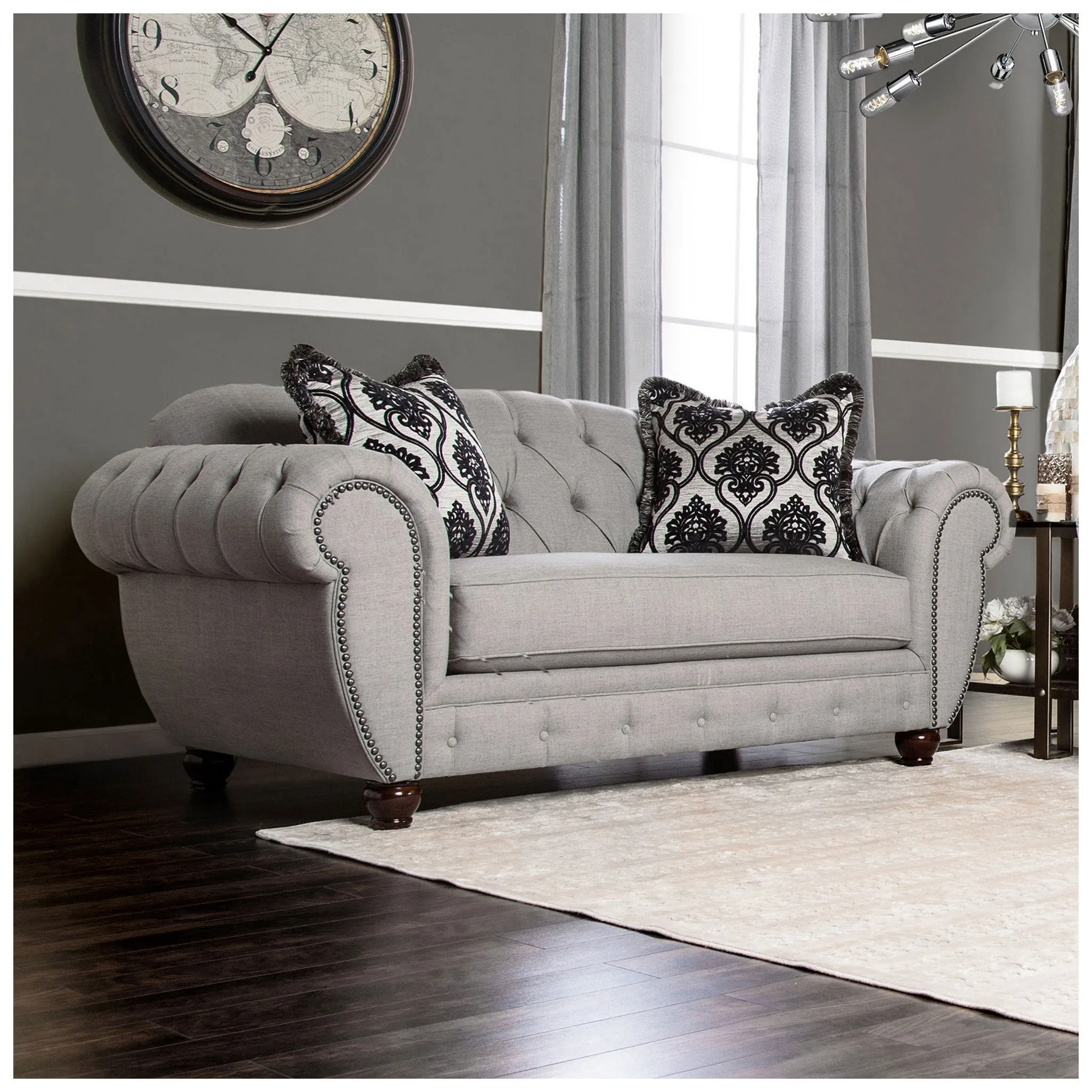 Furniture of America Viviana Loveseat, Gray