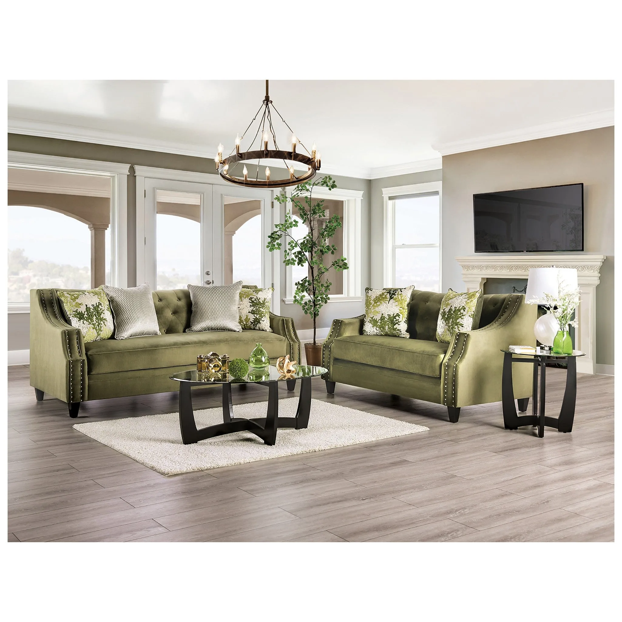 Furniture of America Kaye Sofa + Loveseat