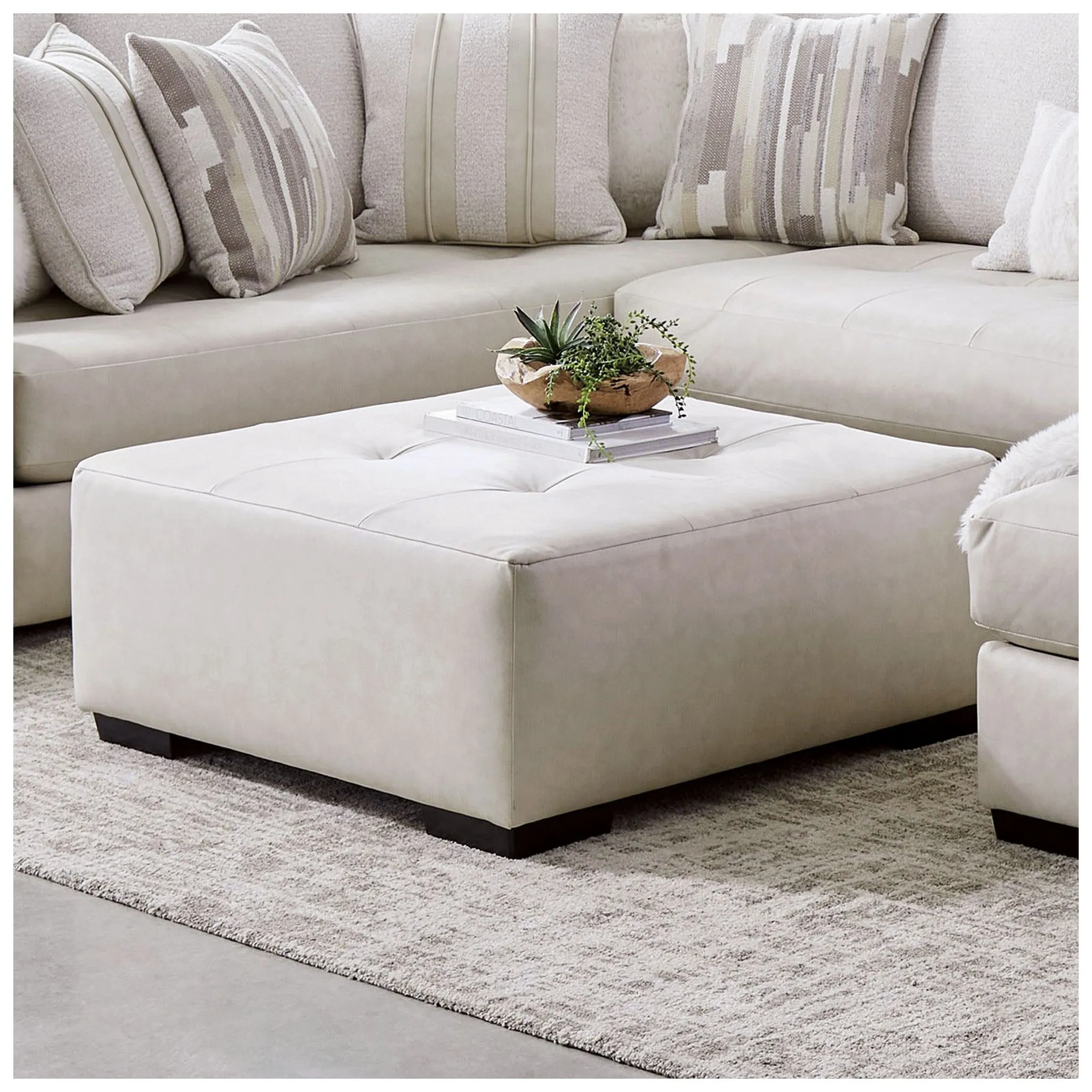 Furniture of America Warrenton Ottoman, Ivory