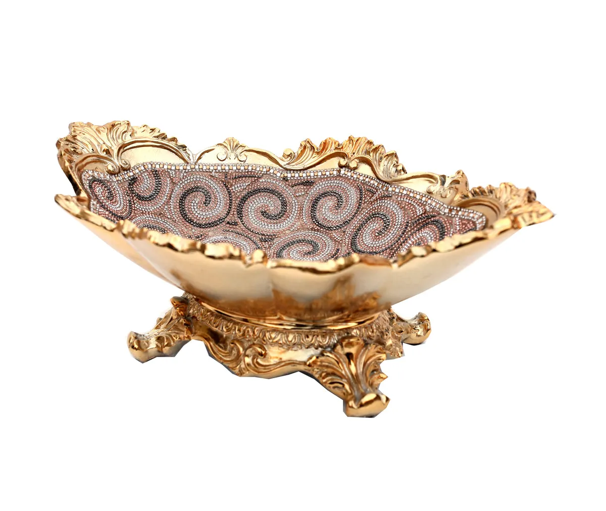 Ambrose Chrome Plated Crystal Embellished Ceramic Bowl