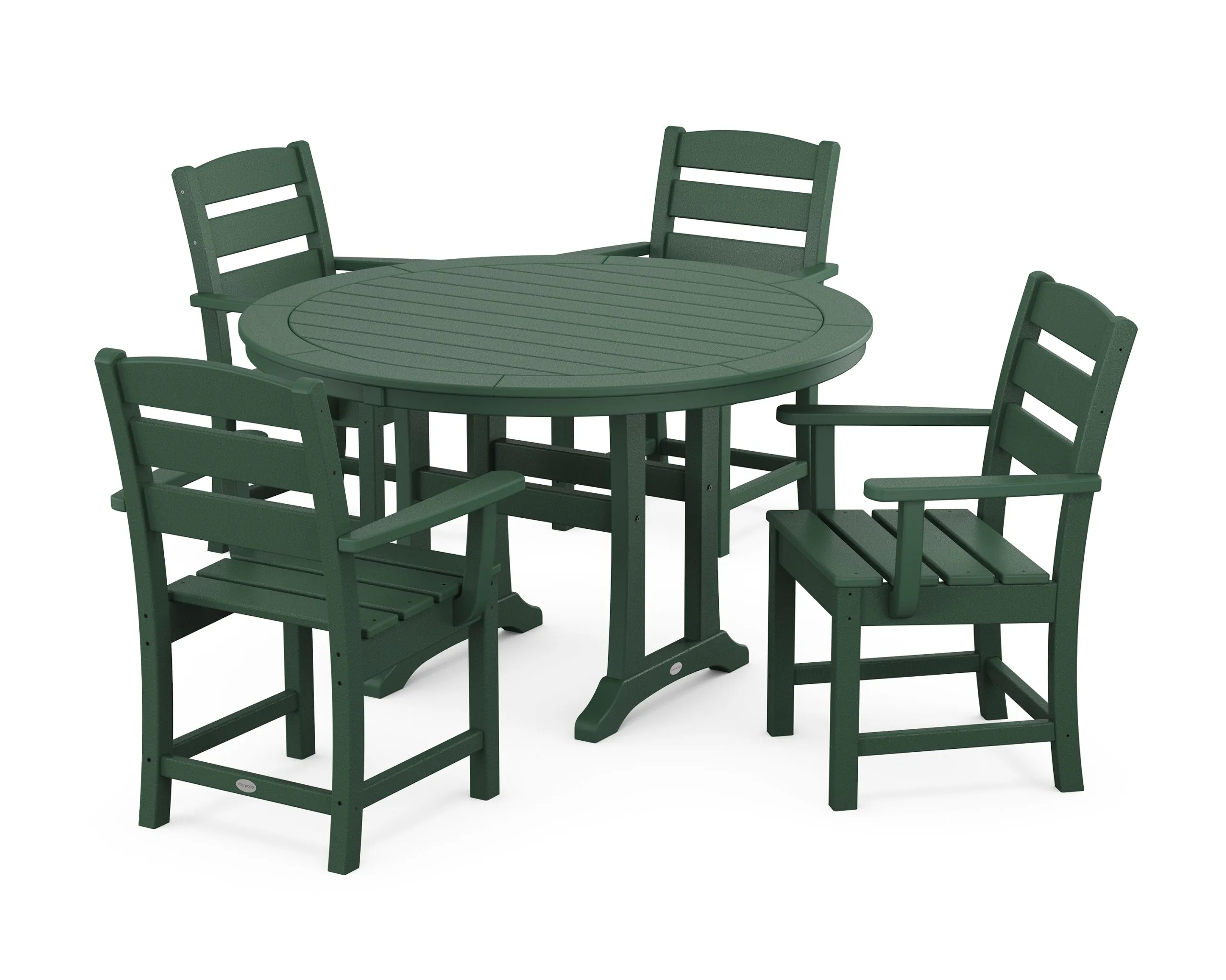 Lakeside 5-Piece Round Dining Set With Trestle Legs